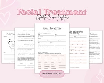Facial Treatment Forms for Estheticians and Salons - Editable Custom Templates, Printable Skincare Consent & Facial Consultation Forms
