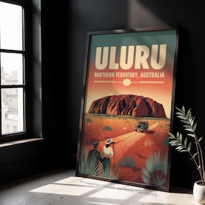 Vintage Uluru Poster | Northern Territory Australia Landmark Wall Art | Giclée Print | Unframed Museum Quality Poster | No Frame Included