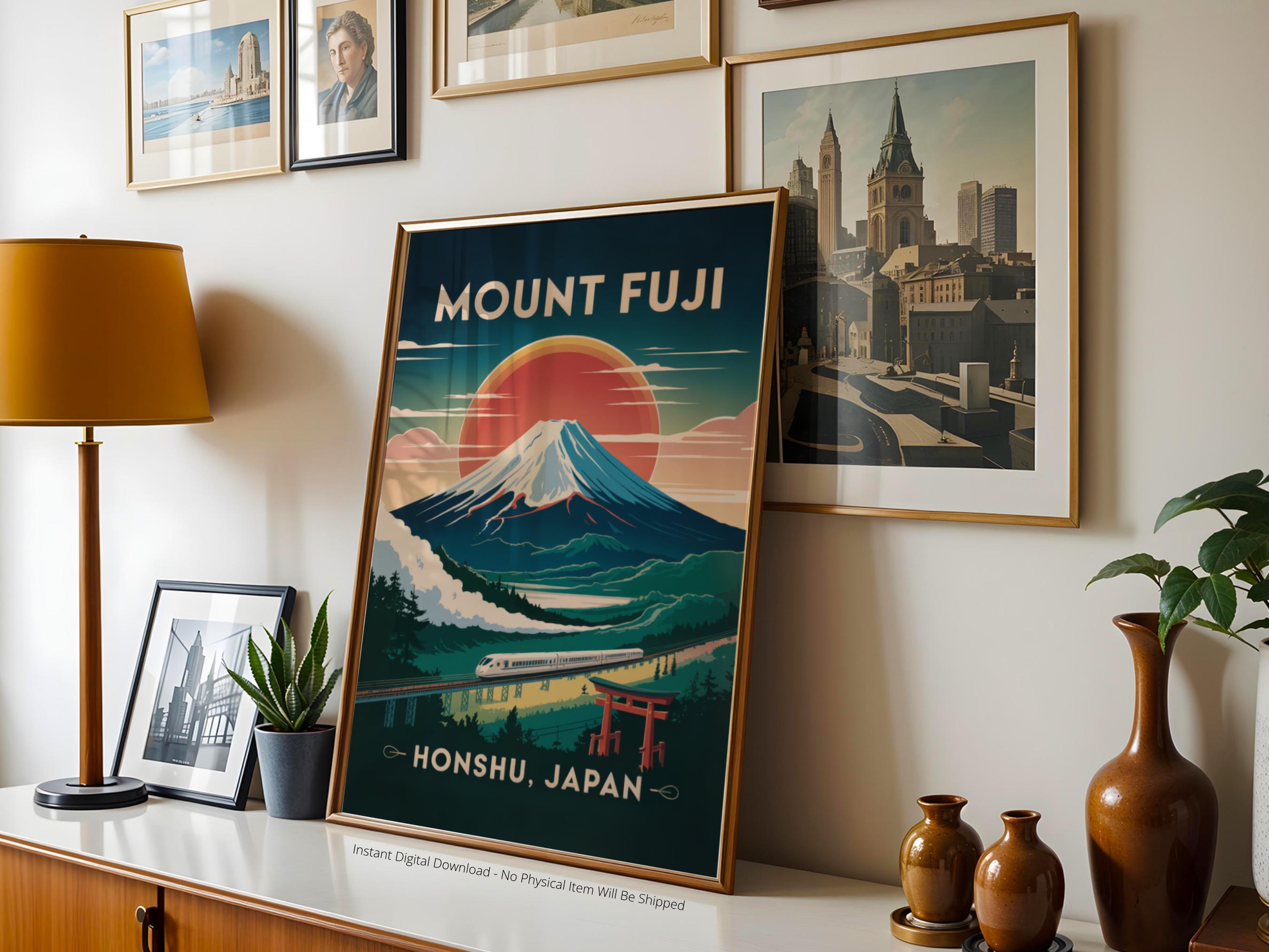 Vintage Mount Fuji Printable Poster | Japan Honshu Wall Art Instant ...