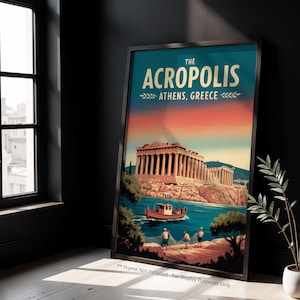 Akropolis Poster | Athen Griechenland Wandkunst | Ungerahmt Reisedruck | Parthenon alte Wahrzeichen Poster | Kein Rahmen enthalten