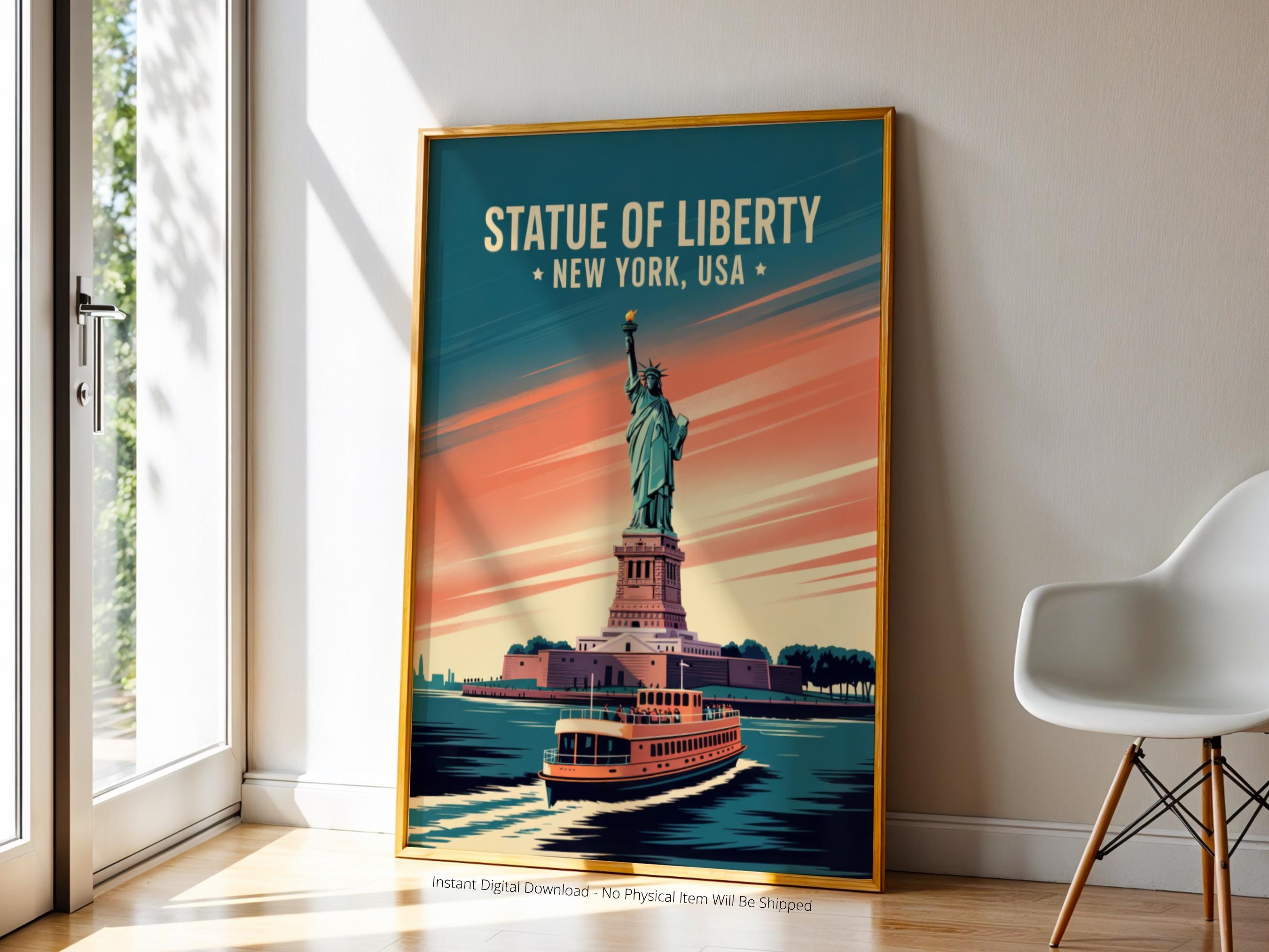 Vintage Statue of Liberty Printable | New York Travel Poster Instant ...