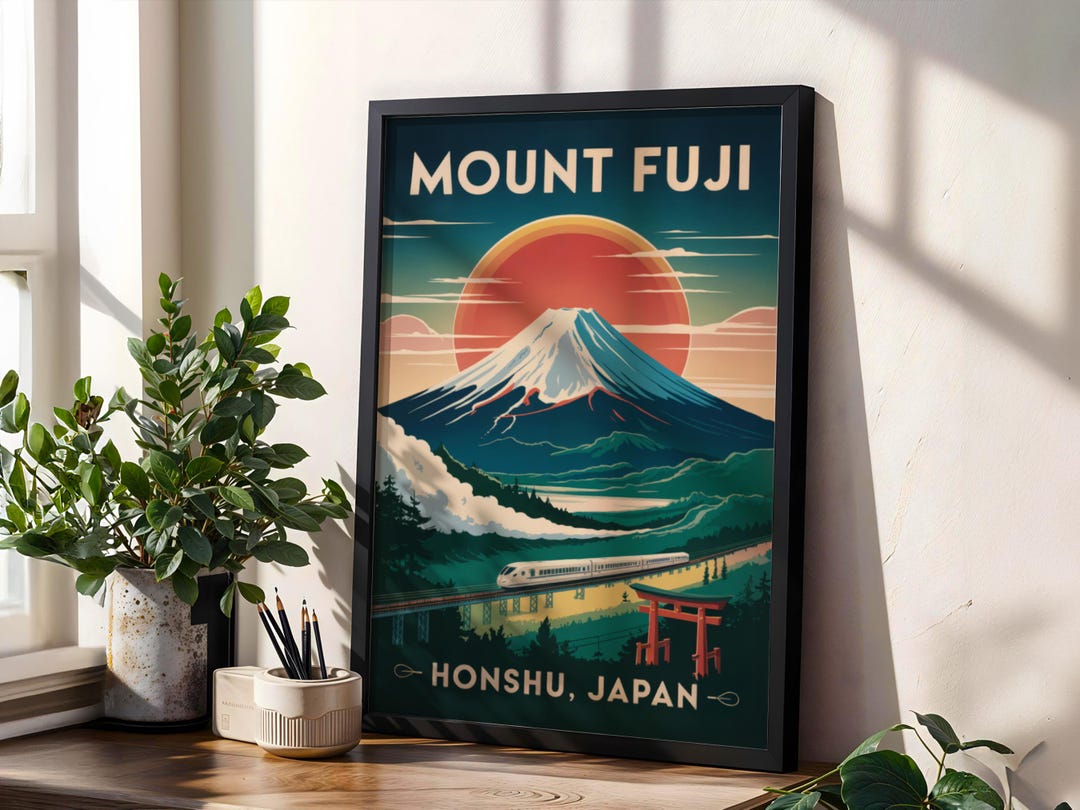 Vintage Mount Fuji Poster | Japan Travel Art Digital Download ...