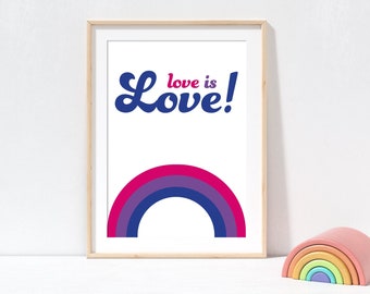 Bisexual Printable Wall Art LGBTQ+ Queer Bi Pride Flag Pansexual Print Digital Download