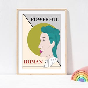Powerful Human Printable Wall Art | Androgynous Abstract Print | Nonbinary Decor | LGBTQ Inclusive Digital Download | Modern Pride Poster