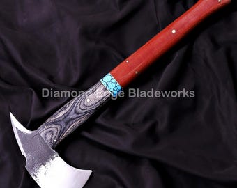 Custom  HandForged Tomahawk Axe |Bushcraft camp axe| Viking style forged tomahawk| Leather Sheath|  Gift