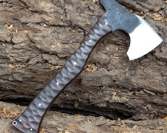 Hand Forged Tomahawk Axe Full Tang| Camping & Bushcraft Axe| Throwing Axe| Viking Axe| American Functional Tomahawk| Custom Gift for Men