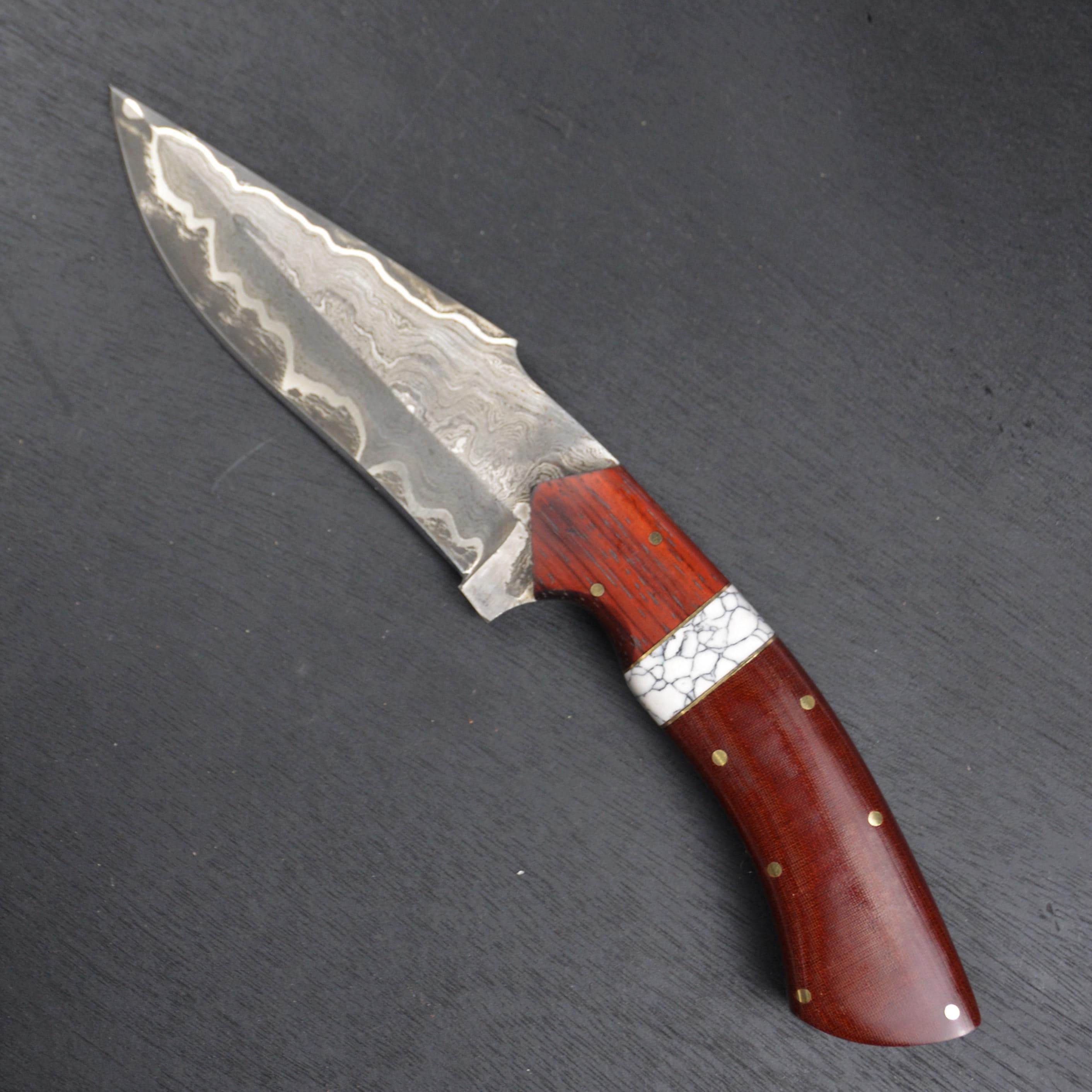 Handmade Damascus San Mai Camp Knife| Bushcraft Knife| 52100 Steel