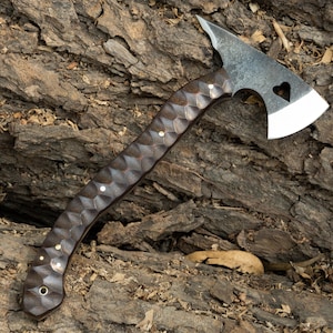 Forged American Heart Hatchet| Functional Bushcraft Axe & Camp Knife Set| Gift for him