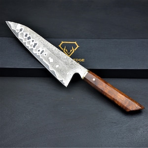 Hand Forged Damascus San Mai Gyuto knife, 52100 steel core, Razor sharp kitchen knife, Special Anniversary gift, gift box