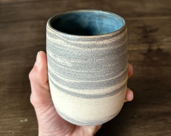 Medium Scandi and white stoneware Yunomi 4.5_02. . These are a mixed clay mug, with the unique swirl pattern different every time.