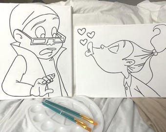 Pre-Sketched Canvas Set for Paint & Sip Couple’s Date Night – Dijonay and Sticky