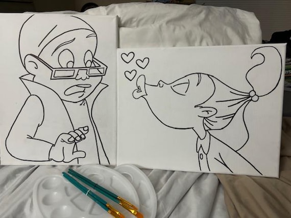 Pre-Sketched Canvas for Paint N Sip Couple's date night Dijonay and Sticky