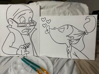 Pre-Sketched Canvas for Paint N Sip Couple's date night Dijonay and Sticky