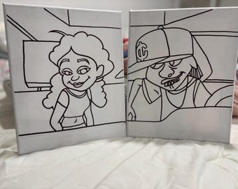 Pre-Sketched Canvas Set for Paint & Sip Couple’s Date Night – Penny and 15 Cent