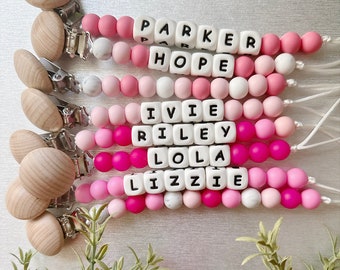 Personalized Baby Pacifier Clip - The Pink Lineup