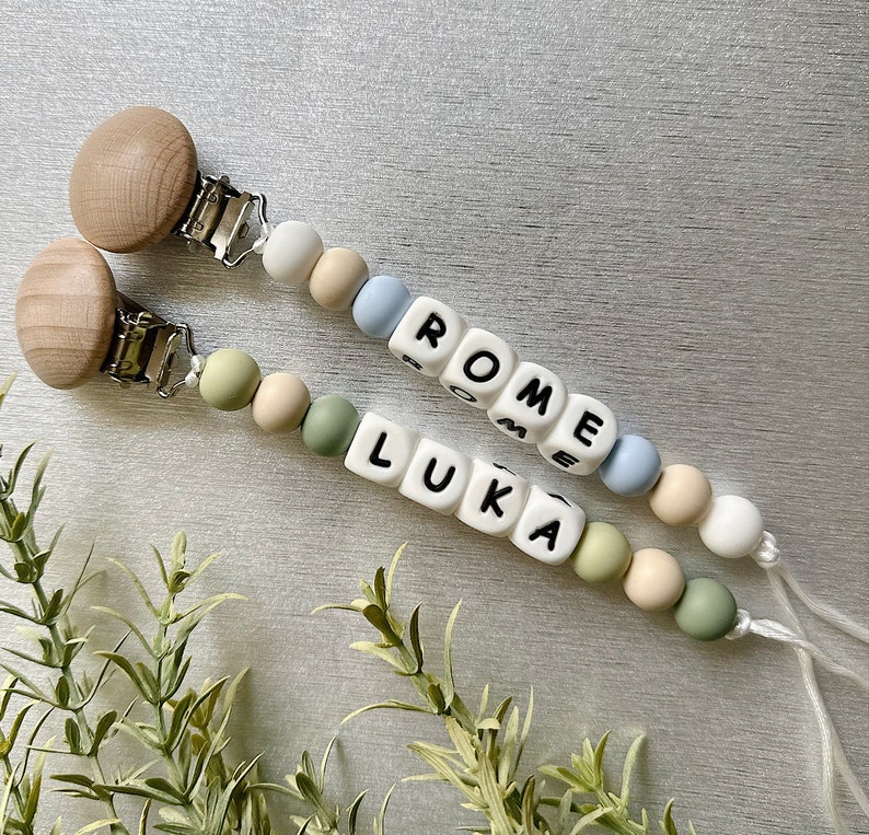 Personalized Baby Pacifier Clip Pastel Combos image 2