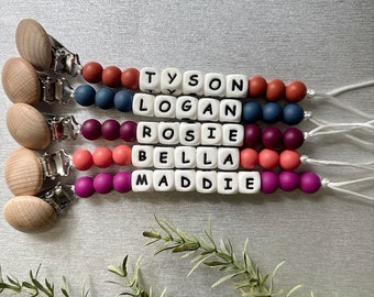 Personalized Baby Pacifier Clip - Dark Color Lineup