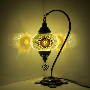 10 Variatie Turkse Lamp Mozaïek Tafellamp Turkse Marokkaanse Lamp Handgemaakte zwanenhals nachtlamp Mozaïek glazen bedlampje en led-lamp afbeelding 10