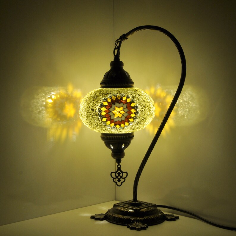 10 Variation Türkische Lampenmosaik Tischlampe Türkische marokkanische Lampe Handgefertigte Schwanenhals Nachtlampe Mosaik Glas Nachttischlampe & Led Birne Bild 10