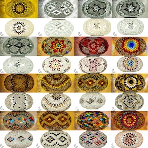 Turkish Mosaic Lamp Glass Replacement Large Globe Handmade 6.5" Moroccan Lamp Shade Only for Table Floor Hanging Chandelier Pendant Lamps