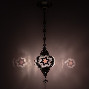 Handmade Turkish Mosaic Pendant Lamp: Moroccan Chandelier Light Fixture
