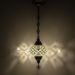 Turkish Mosaic Hanging Chandelier Pendant Lamp- Handmade Ceiling Hanging Colorful Moroccan Light Fixtures for Bedroom Home Lighting Decors