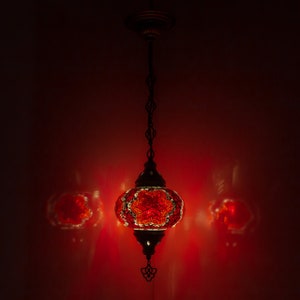 Turkish Mosaic Hanging Chandelier Pendant Lamp- Handmade Ceiling Hanging Colorful Moroccan Light Fixtures for Bedroom Home Lighting Decors