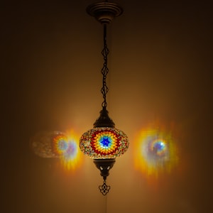 Turkish Mosaic Hanging Chandelier Pendant Lamp- Handmade Ceiling Hanging Colorful Moroccan Light Fixtures for Bedroom Home Lighting Decors
