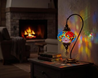 Gift for Mom | Colorful Turkish Table Lamp | Moroccan Mosaic Stained Glass Nightlight