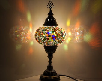 Handmade Turkish Mosaic Lamp: Bohemian Bedside Table Lamp