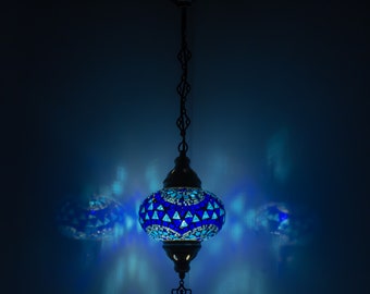 5 Variation Turkish Mosaic Hanging Chandelier Pendant Lamp-Handmade Ceiling Hanging Colorful Moroccan Light Fixtures for Bedroom Home Decors