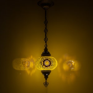 Handmade Turkish Mosaic Pendant Lamp: Moroccan Chandelier Light