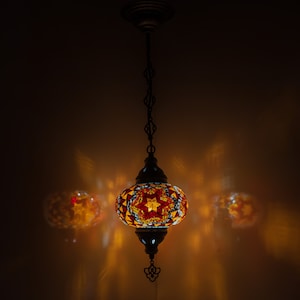 Handmade Turkish Mosaic Pendant Lamp: Colorful Moroccan Chandelier