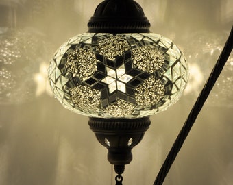 Handmade Turkish Mosaic Lamp: Swan Neck Bedside Table Lamp