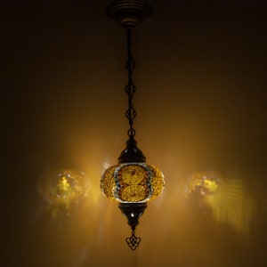 Turkish Mosaic Hanging Chandelier Pendant Lamp- Handmade Ceiling Hanging Colorful Moroccan Light Fixtures for Bedroom Home Lighting Decors