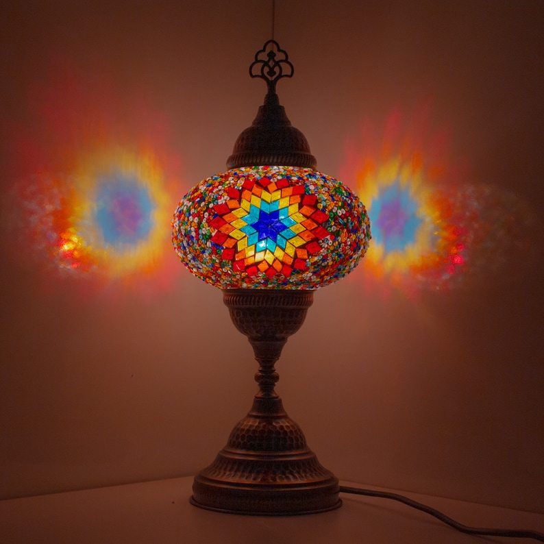 Lámpara turca de primera calidad con 10 variaciones, lámpara de mesa de mosaico, lámpara marroquí, lámpara de noche de cuello de cisne hecha a mano, lámpara de noche de vidrio con mosaico y bombilla LED