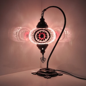 10 Variatie Turkse Lamp Mozaïek Tafellamp Turkse Marokkaanse Lamp Handgemaakte zwanenhals nachtlamp Mozaïek glazen bedlampje en led-lamp afbeelding 5