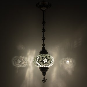 Turkish Mosaic Hanging Chandelier Pendant Lamp- Handmade Ceiling Hanging Colorful Moroccan Light Fixtures for Bedroom Home Lighting Decors