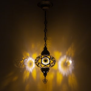 Turkish Mosaic Hanging Chandelier Pendant Lamp- Handmade Ceiling Hanging Colorful Moroccan Light Fixtures for Bedroom Home Lighting Decors