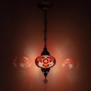 Handmade Turkish Mosaic Chandelier: Moroccan Pendant Lamp