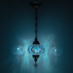 Handmade Turkish Mosaic Pendant Lamp: Moroccan Chandelier Light