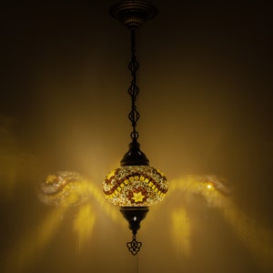 Turkish Mosaic Hanging Chandelier Pendant Lamp- Handmade Ceiling Hanging Colorful Moroccan Light Fixtures for Bedroom Home Lighting Decors