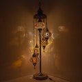 Handmade Turkish Mosaic Floor Lamp: 5 Globe Corner Lamp
