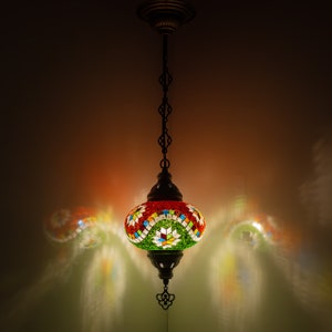 Handmade Turkish Mosaic Pendant Lamp: Moroccan Chandelier Light