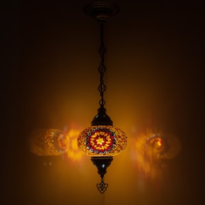 Turkish Mosaic Hanging Chandelier Pendant Lamp- Handmade Ceiling Hanging Colorful Moroccan Light Fixtures for Bedroom Home Lighting Decors