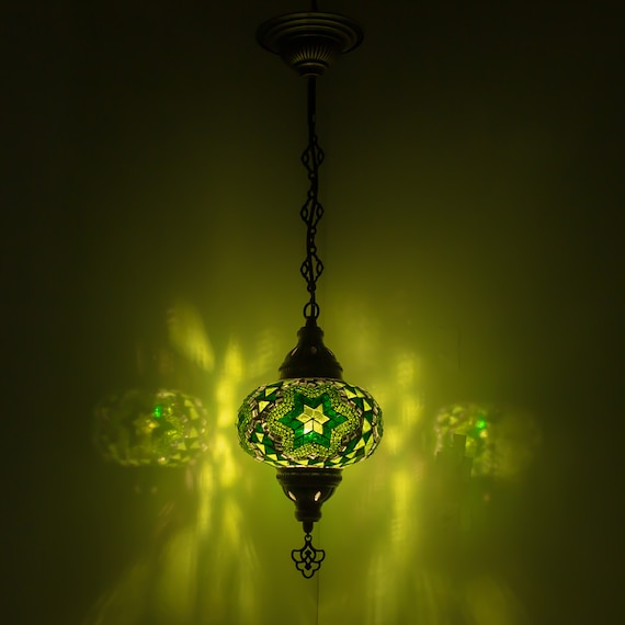Handmade Turkish Mosaic Pendant Lamp: Moroccan Chandelier Light