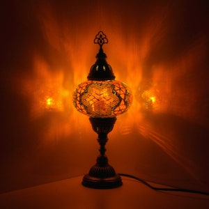 Handmade Turkish Mosaic Lamp: Bohemian Bedside Table Lamp