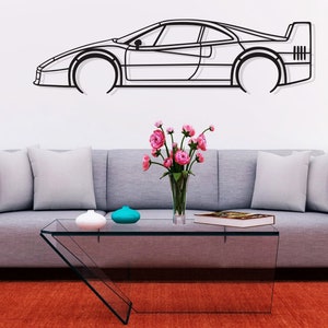 F40 Metal Silhouette Wall Art, Metal Wall Art, Metal Wall Decor, Gift For Car Lovers, Car Silhouette, Car Guy Gift, Muscle Car, Metal Car