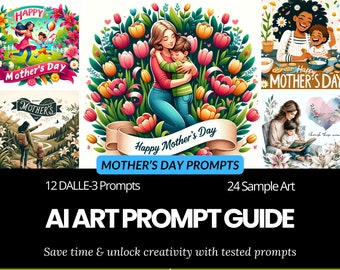 Happy Mother's Day Prompt Guide | DALLE Prompt Guide for making clipart for mums, grandma, great-grandmother