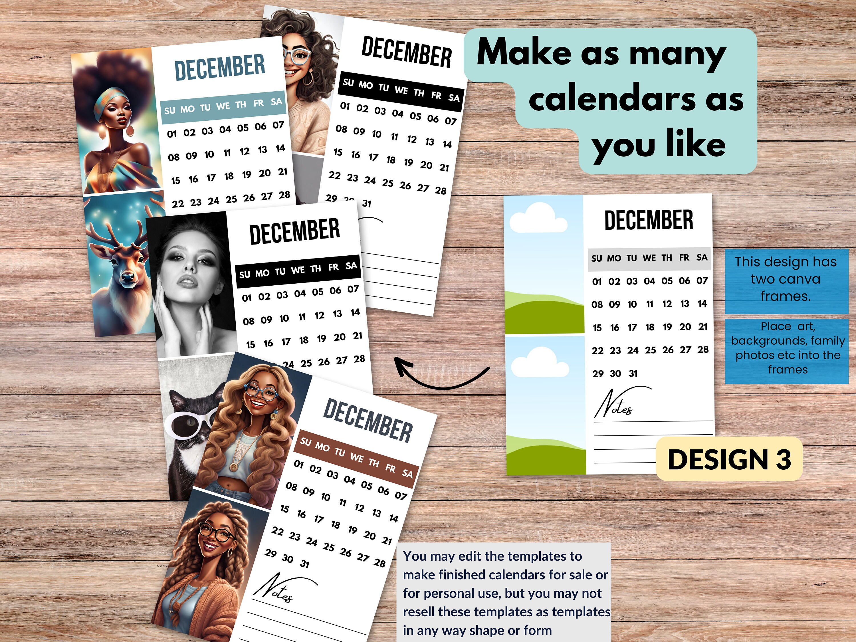 2024 Calendar Editable Canva Template Bundle | 8.5 X 11 Inches | Drag ...